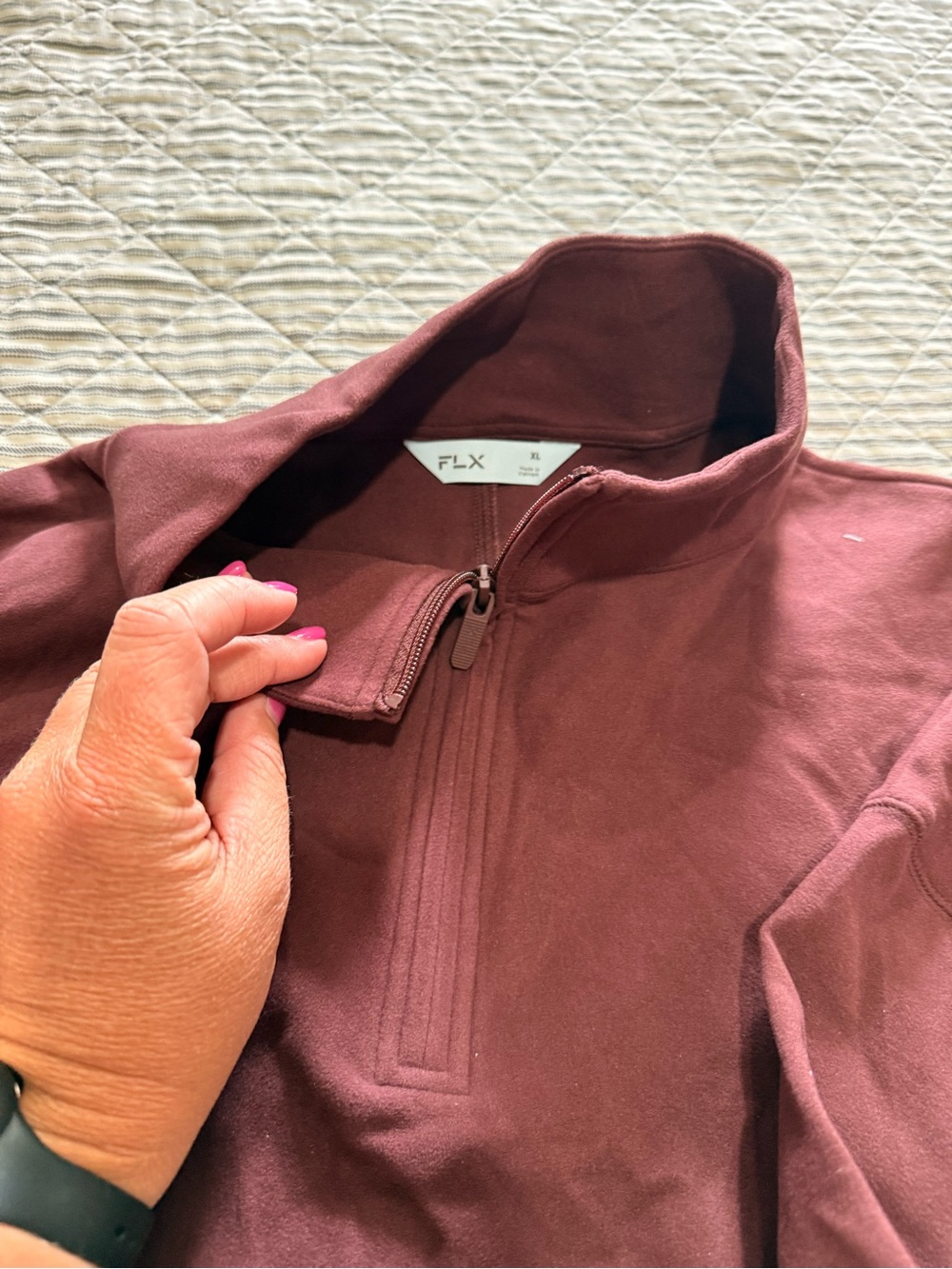 FLX Women's Half-Zip Sweatshirt in Mauve